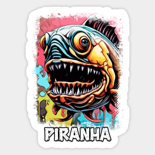 Scary Piranha Amazon River Monster fish Abstract Fantasy Artwork Sticker